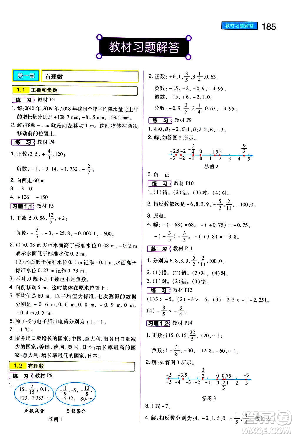 2020秋王后雄初中教材完全解讀七年級(jí)上冊(cè)數(shù)學(xué)RJSX人教版參考答案