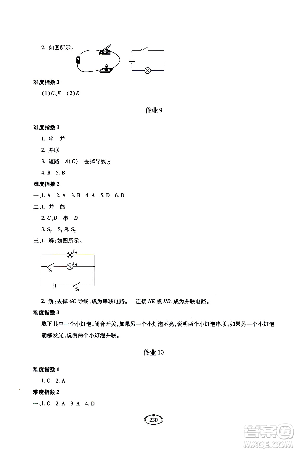 河北少年兒童出版社2020世超金典作業(yè)物理九年級全一冊人教版答案