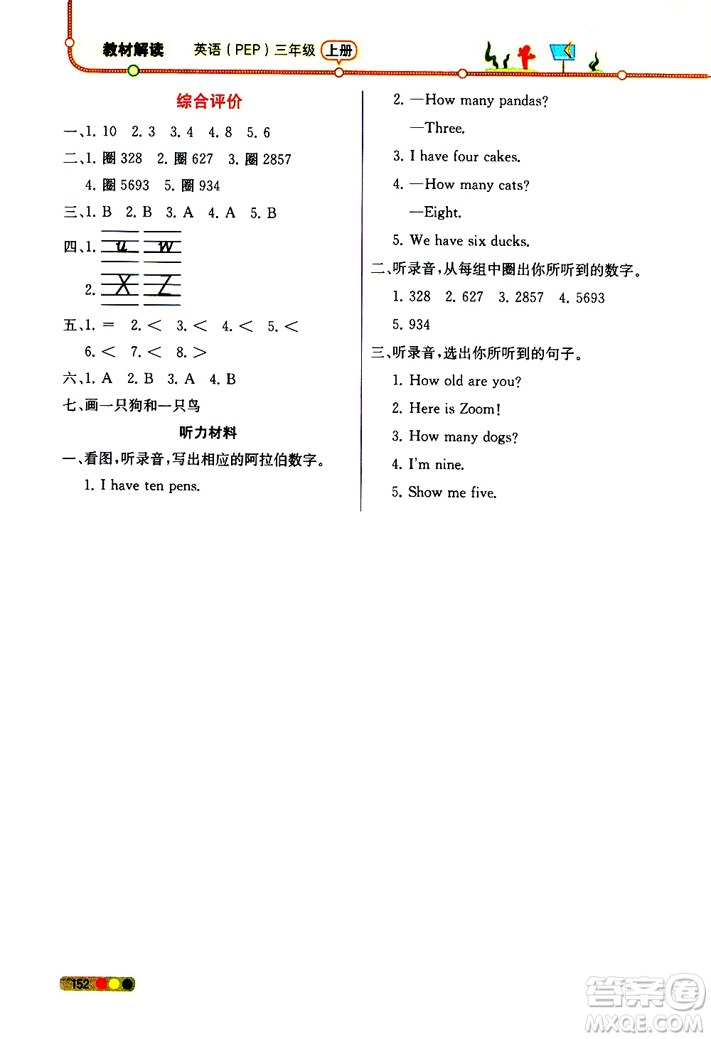 人民教育出版社2020教材解讀英語三年級(jí)起點(diǎn)三年級(jí)上冊人教版答案