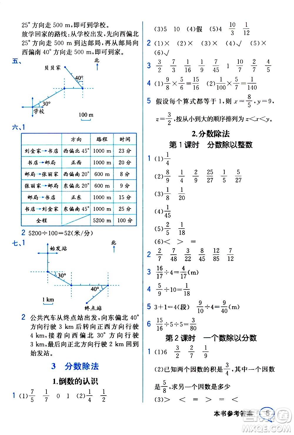 人民教育出版社2020教材解讀數(shù)學(xué)六年級(jí)上冊(cè)人教版答案