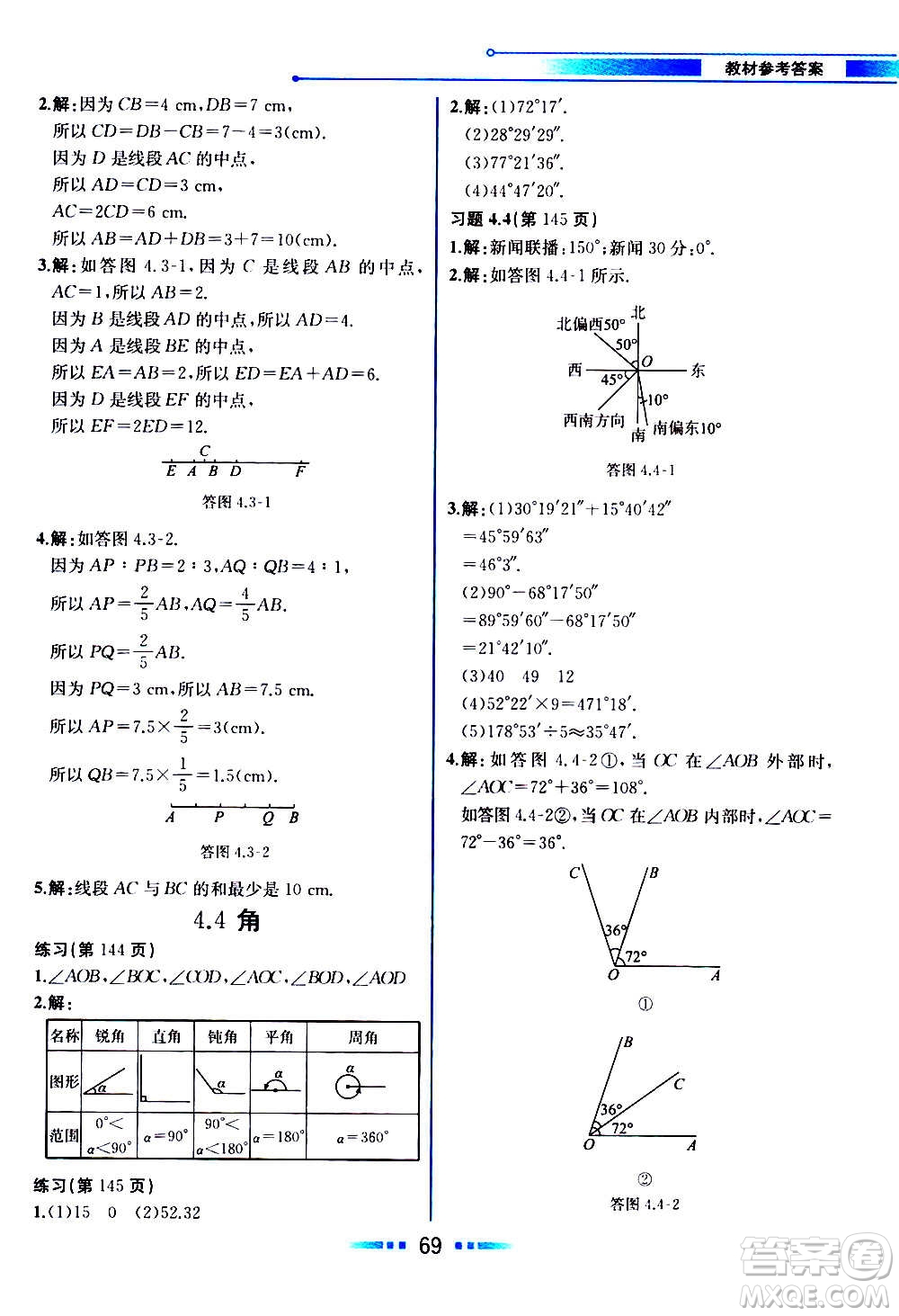 2020年教材解讀數(shù)學(xué)七年級(jí)上冊(cè)HK滬科版參考答案