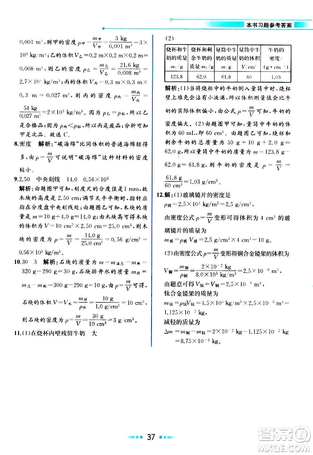 人民教育出版社2020教材解讀物理八年級(jí)上冊(cè)人教版答案