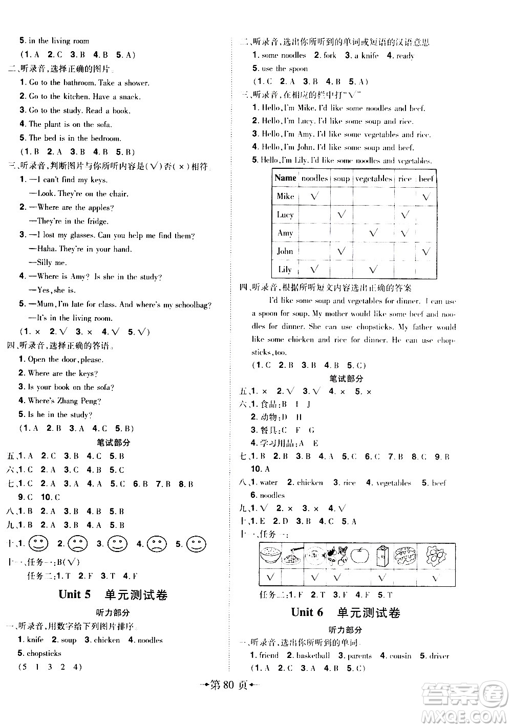 2020年無(wú)敵卷王四年級(jí)上冊(cè)英語(yǔ)RJ人教版答案