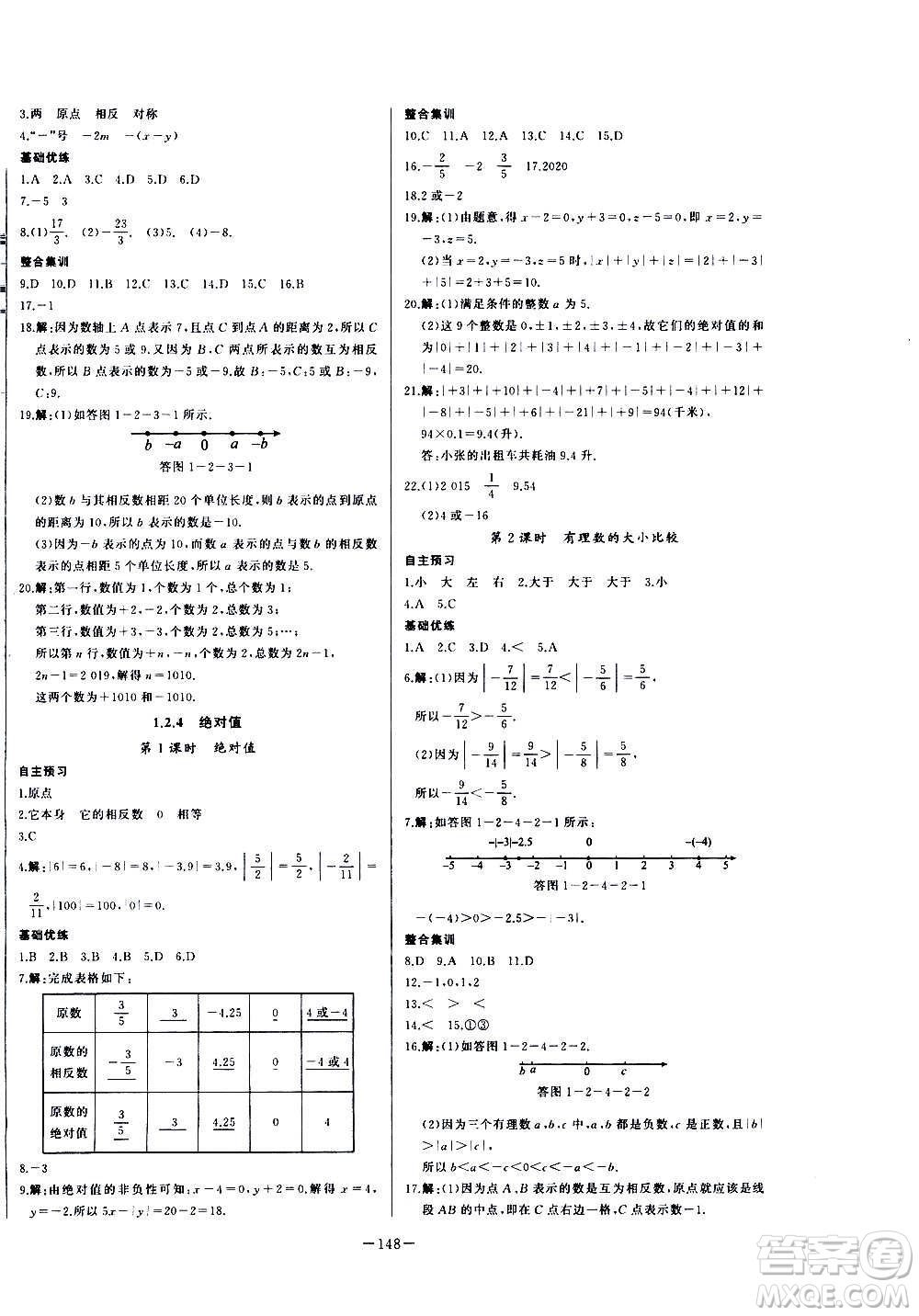 團結(jié)出版社2020中華題王數(shù)學七年級上冊RJ人教版江西專版答案