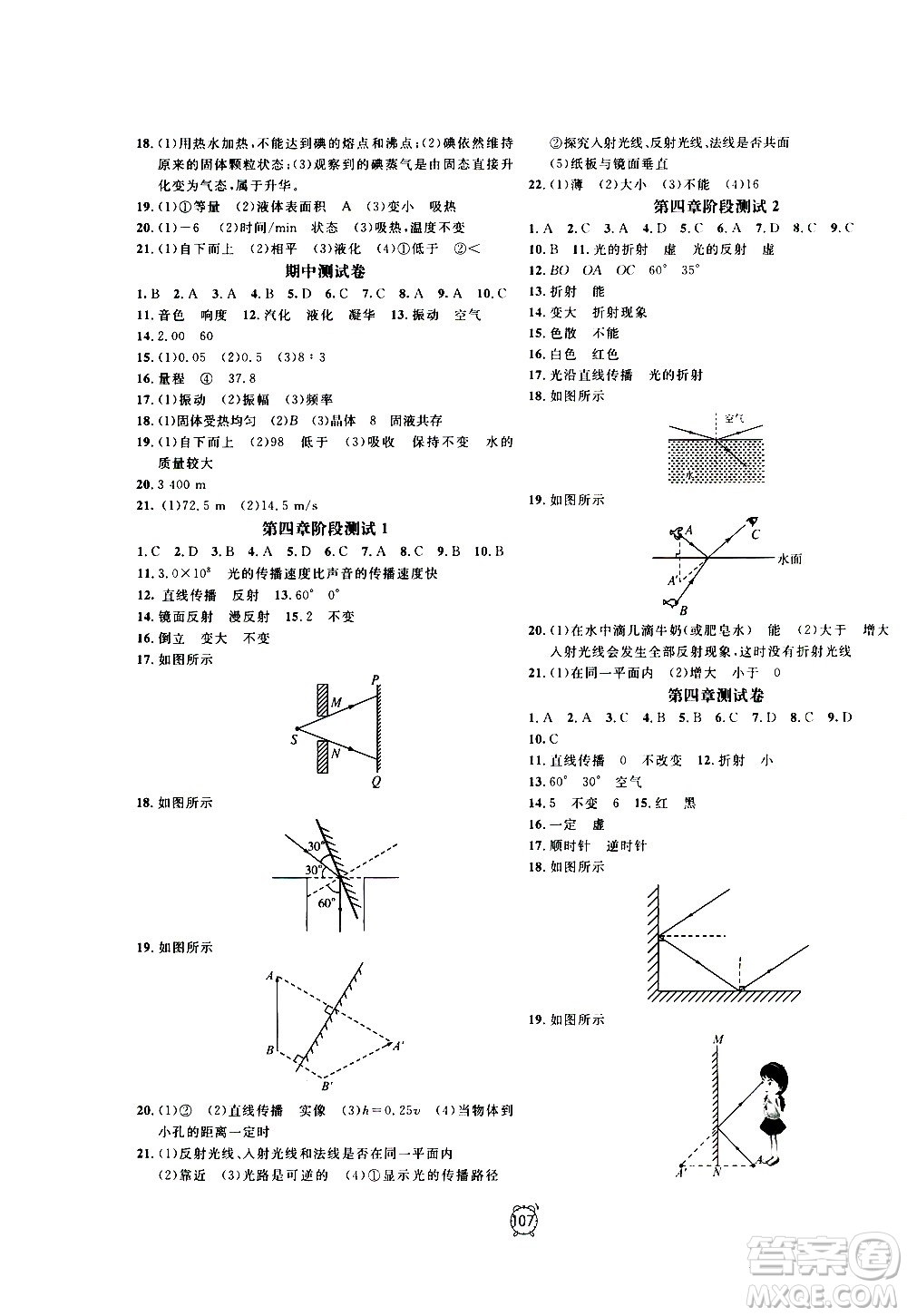 2020過關(guān)沖刺100分物理八年級(jí)上冊(cè)R人教版答案