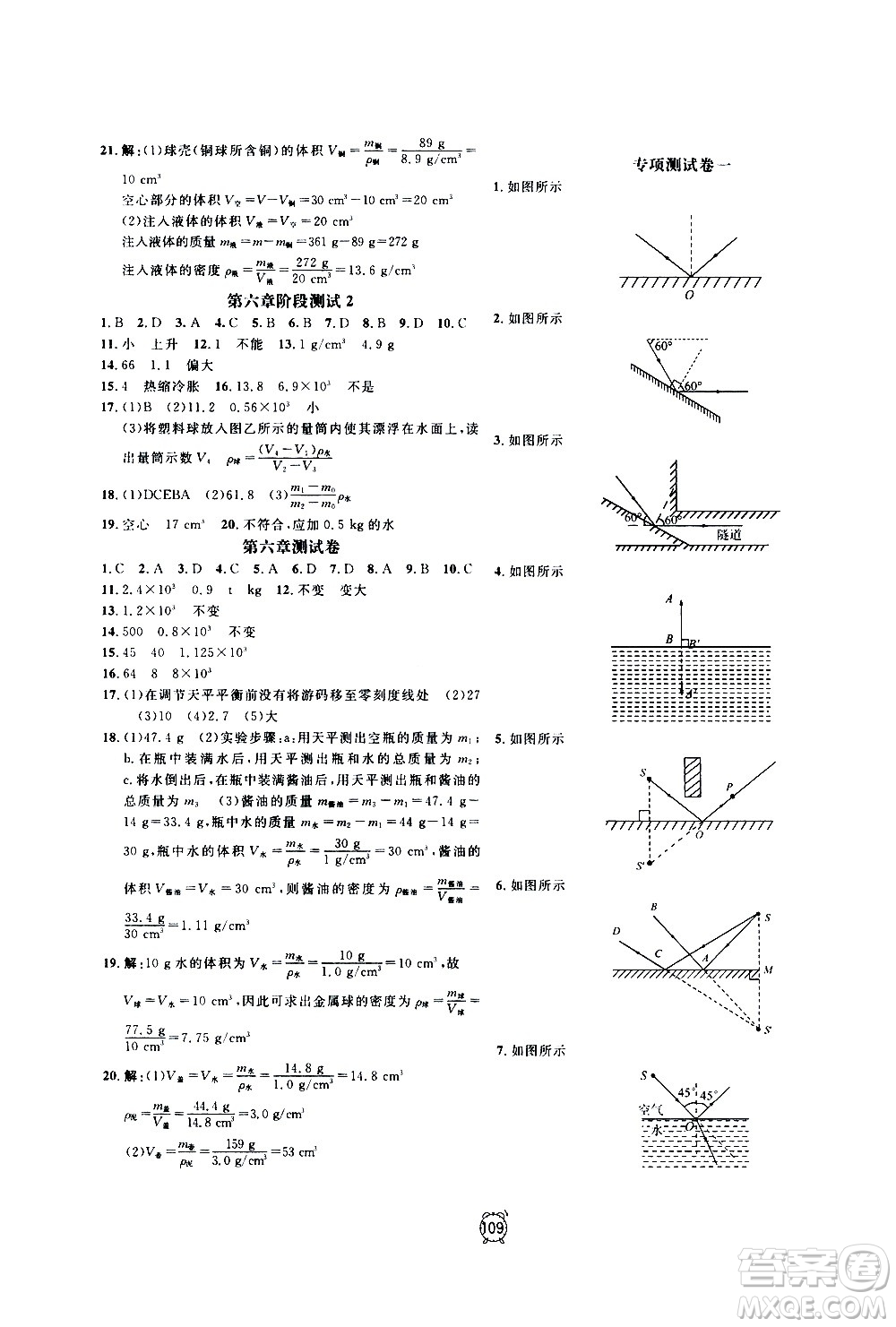 2020過關(guān)沖刺100分物理八年級(jí)上冊(cè)R人教版答案