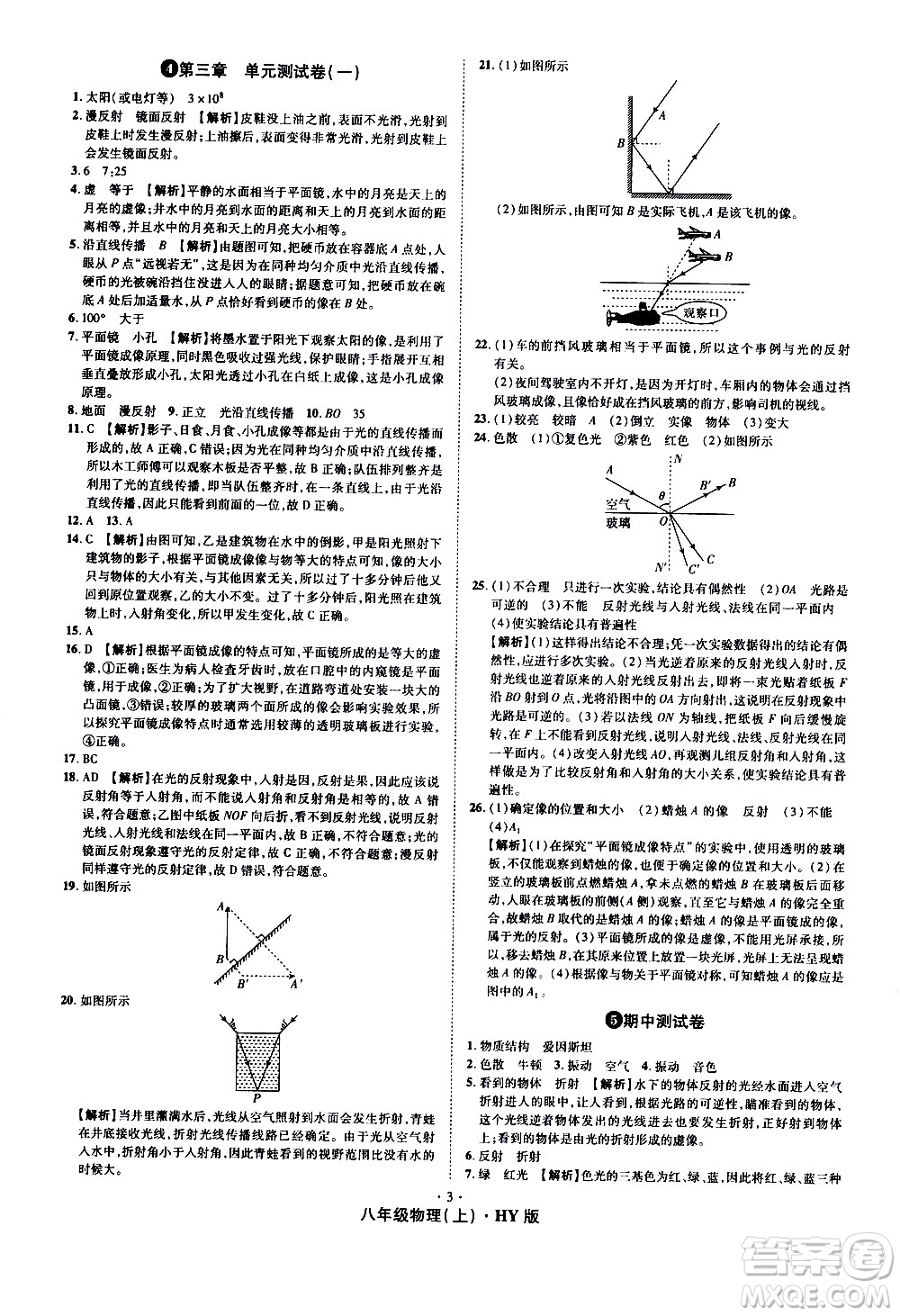 2020魔力一卷通物理八年級(jí)上冊(cè)HY滬粵版答案