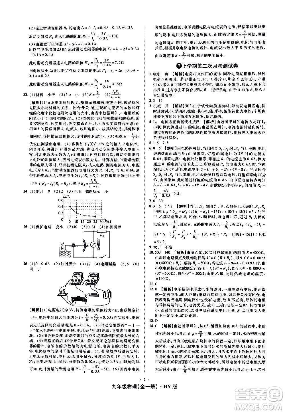 2020魔力一卷通物理九年級(jí)全一冊(cè)HY滬粵版答案