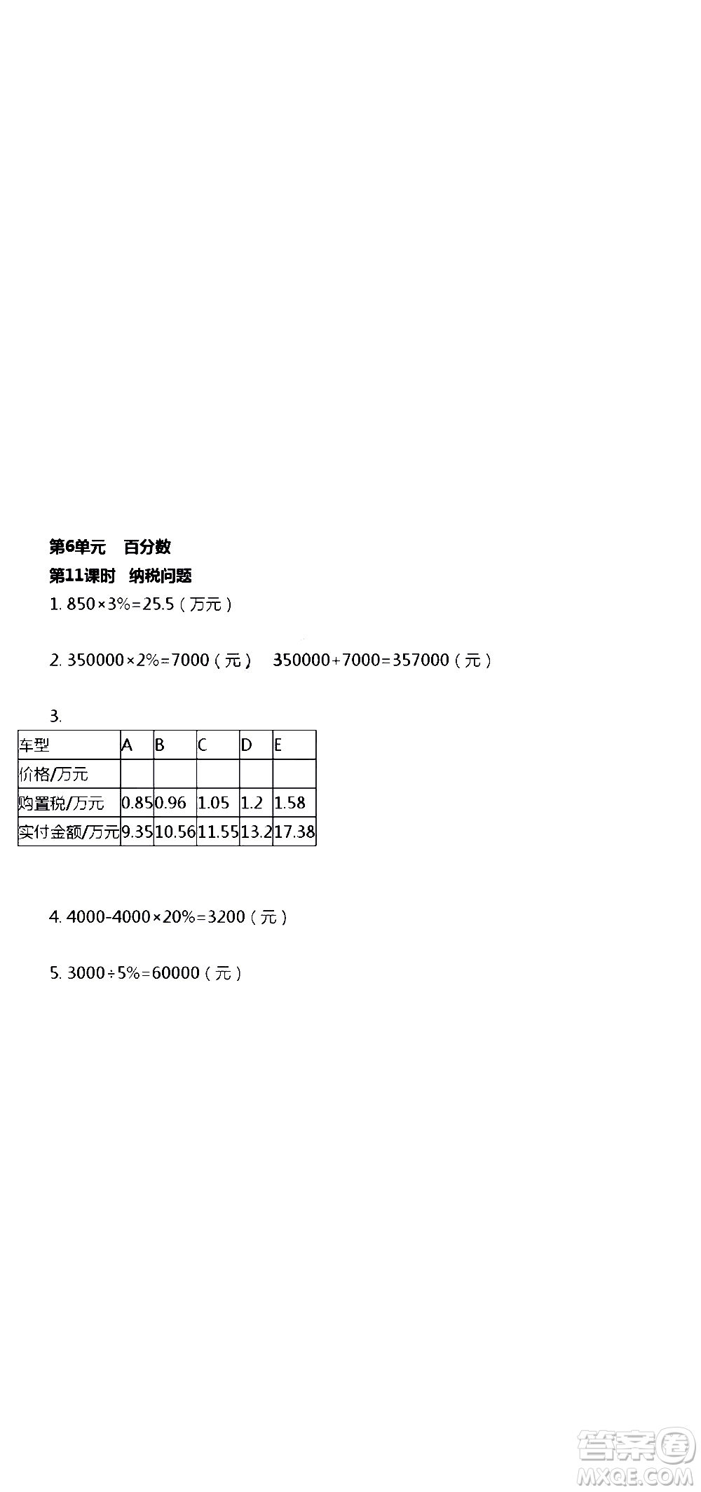 江蘇人民出版社2020伴你學數(shù)學六年級上冊蘇教版答案