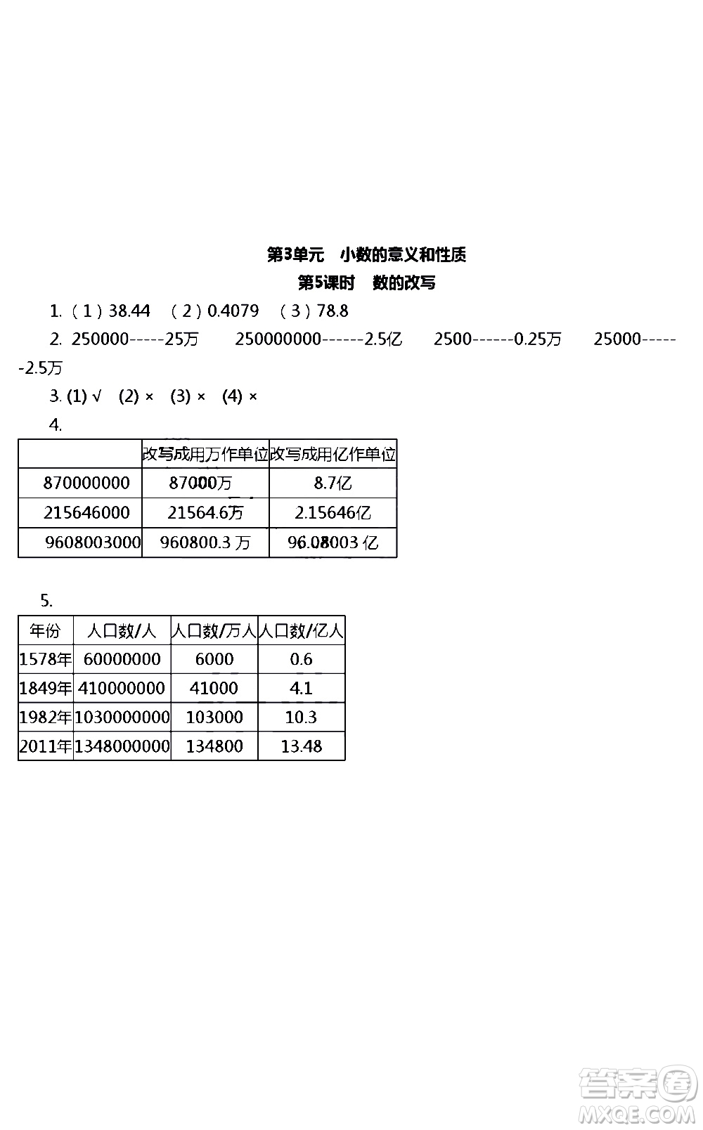 江蘇人民出版社2020伴你學數(shù)學五年級上冊蘇教版答案