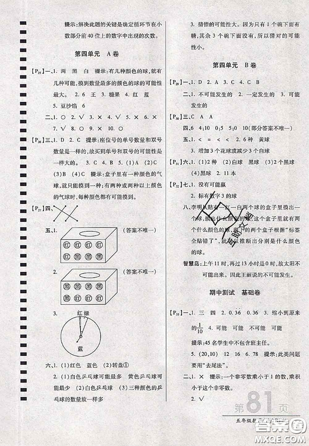 開(kāi)明出版社2020年萬(wàn)向思維最新AB卷五年級(jí)數(shù)學(xué)上冊(cè)人教版答案