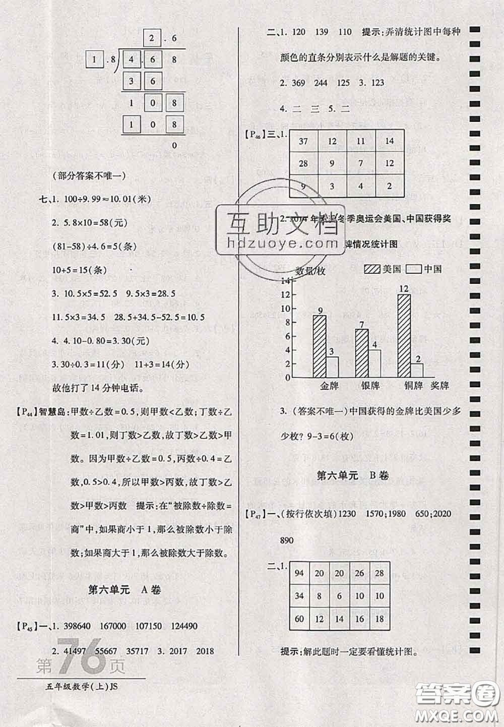 開明出版社2020年萬(wàn)向思維最新AB卷五年級(jí)數(shù)學(xué)上冊(cè)江蘇版答案