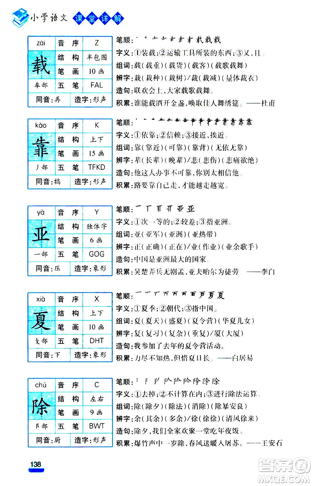 云南大學(xué)出版社2020小學(xué)語文課堂詳解三年級上冊部編版答案