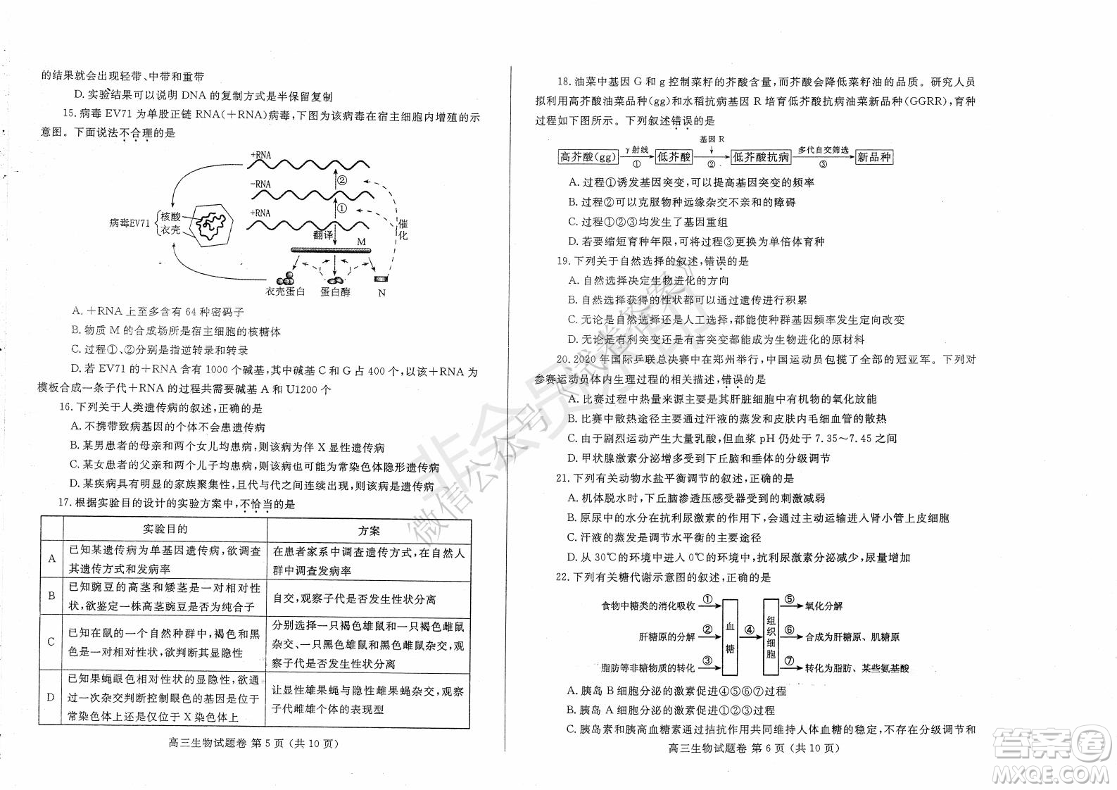 鄭州2021年高中畢業(yè)年級第一次質(zhì)量預測生物試題及答案