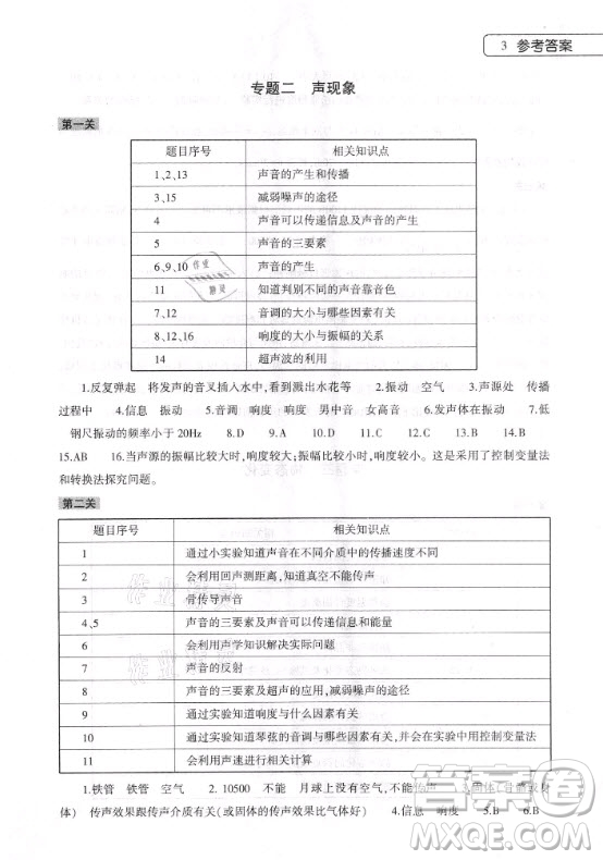 大象出版社2021物理寒假作業(yè)本八年級(jí)通用版答案