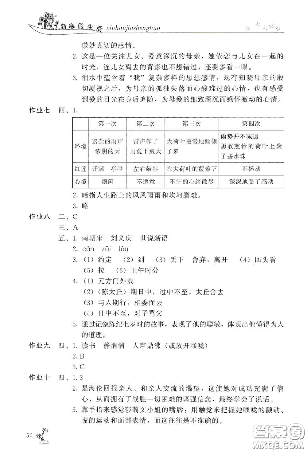 開(kāi)明出版社2021新寒假生活七年級(jí)語(yǔ)文人教版答案