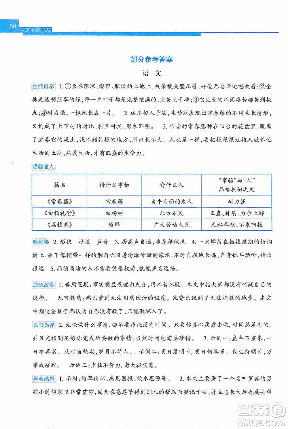 廣西教育出版社2021開(kāi)心每一天寒假作業(yè)五年級(jí)語(yǔ)文答案