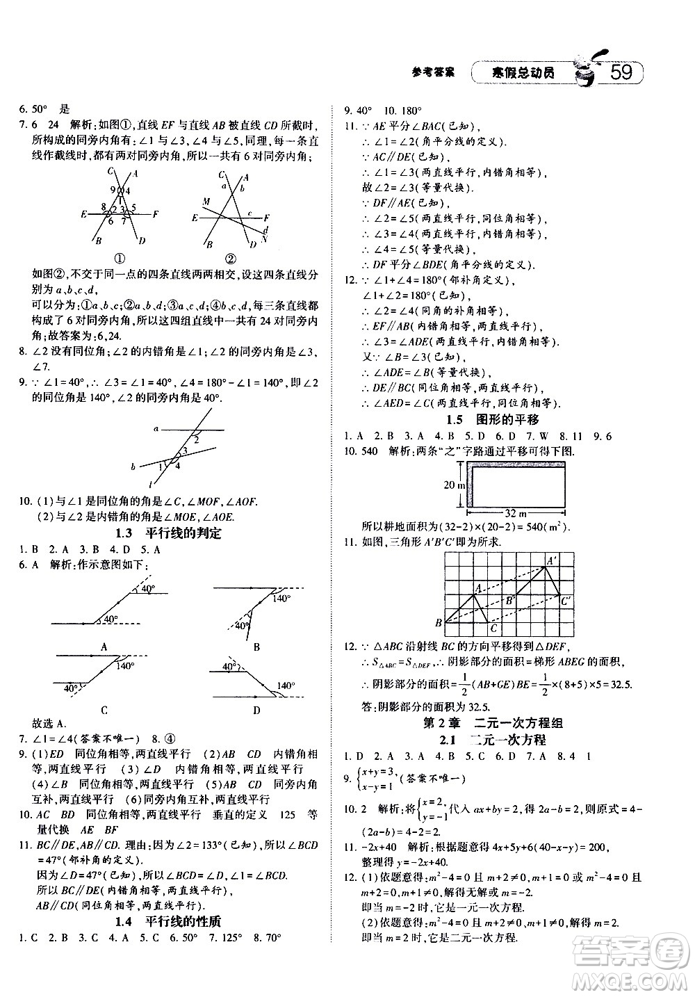 2021年經(jīng)綸學典寒假總動員七年級數(shù)學ZJ浙教版答案