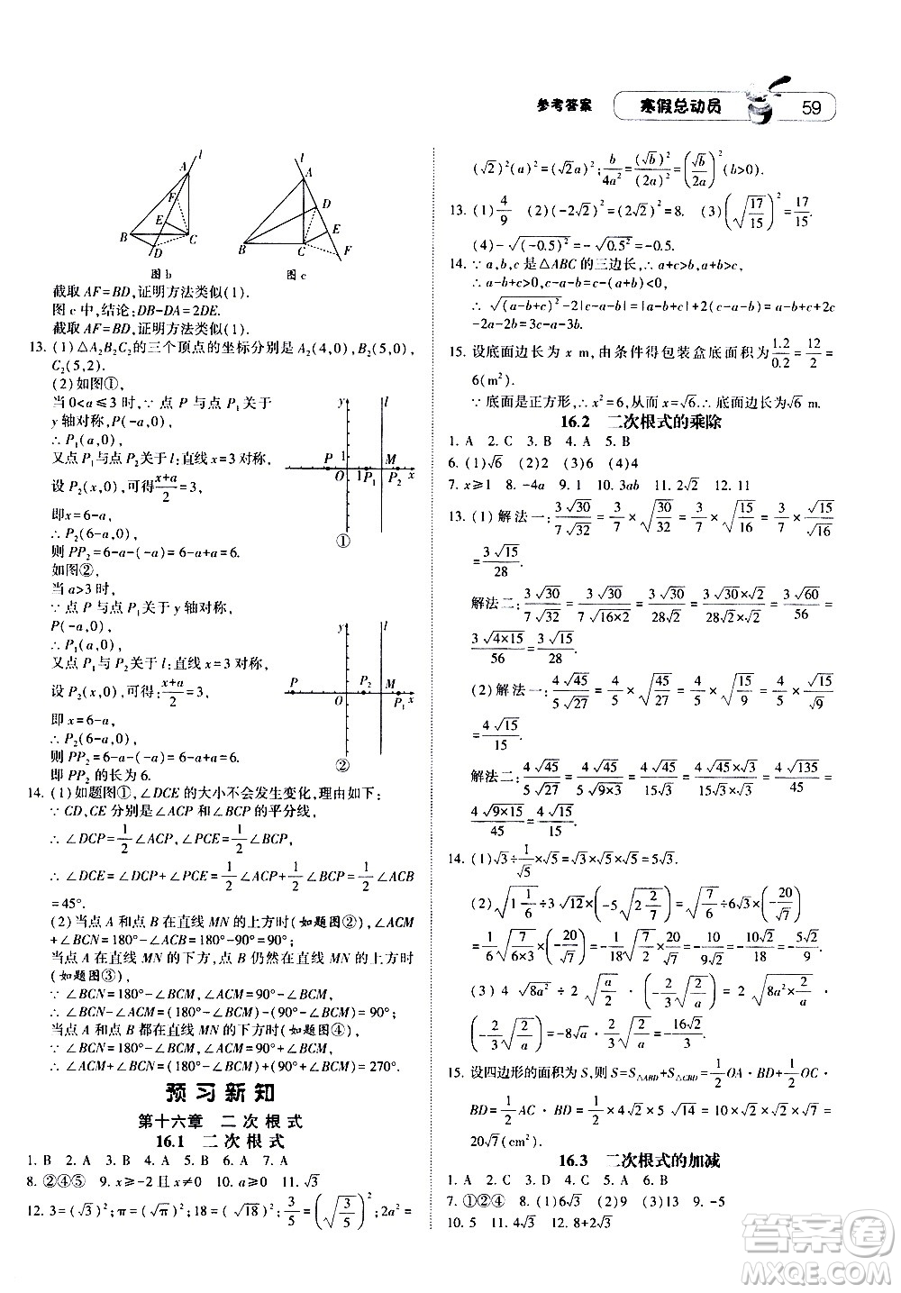 2021年經(jīng)綸學(xué)典寒假總動員八年級數(shù)學(xué)RJ人教版答案