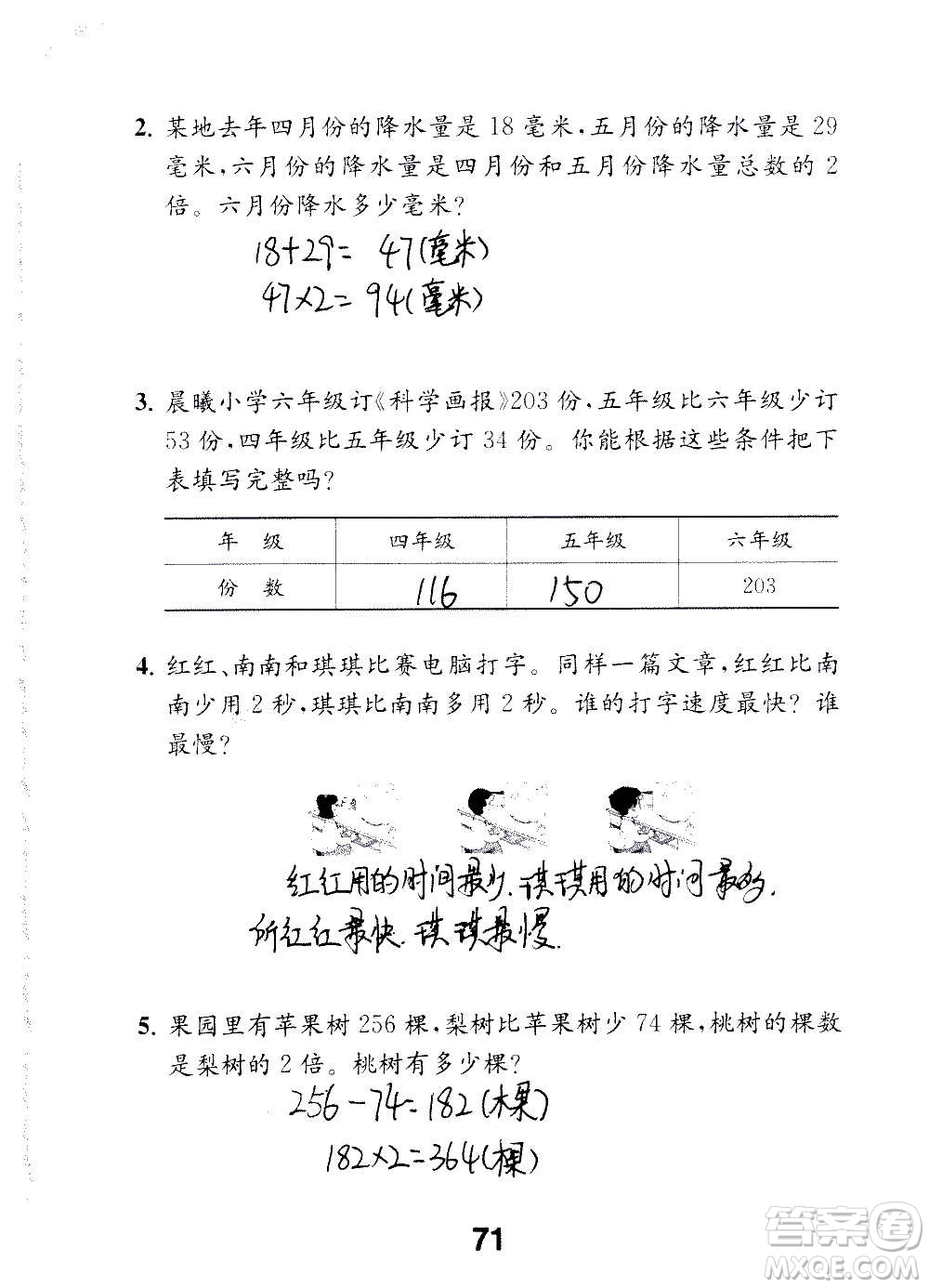 江蘇鳳凰教育出版社2020數(shù)學(xué)補(bǔ)充習(xí)題三年級上冊蘇教版答案