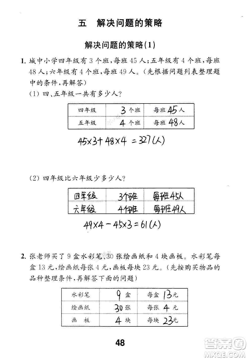 江蘇鳳凰教育出版社2020數(shù)學(xué)補充習(xí)題四年級上冊蘇教版答案