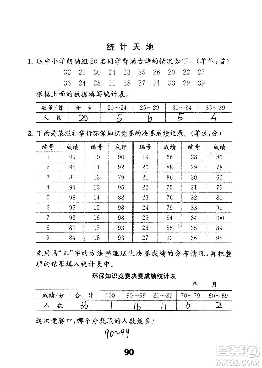 江蘇鳳凰教育出版社2020數(shù)學(xué)補充習(xí)題四年級上冊蘇教版答案