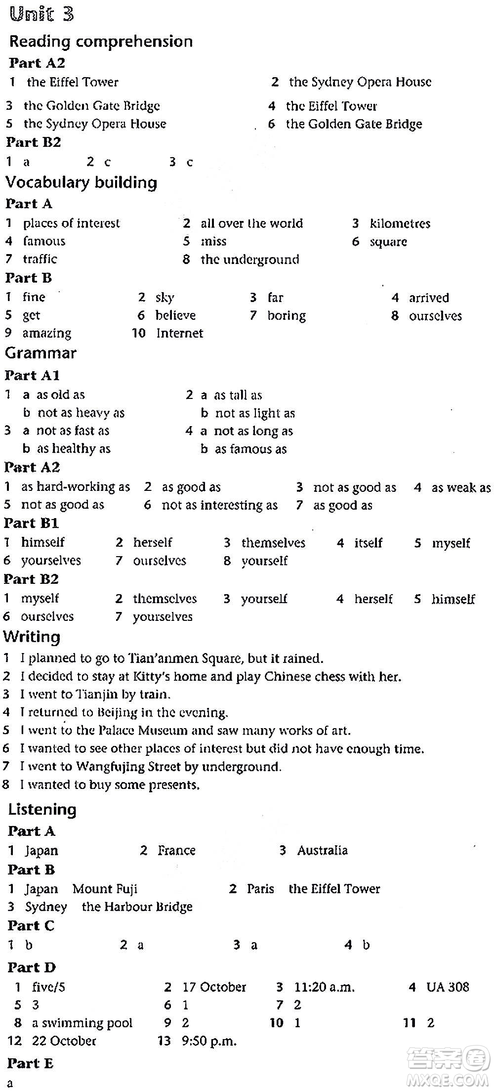 譯林出版社2020譯林英語初中補(bǔ)充習(xí)題八年級(jí)上冊譯林版答案