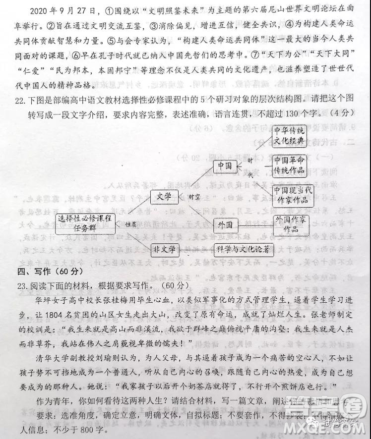 煙臺(tái)2020-2021學(xué)年度第一學(xué)期期末學(xué)業(yè)水平診斷高三語(yǔ)文試題及答案