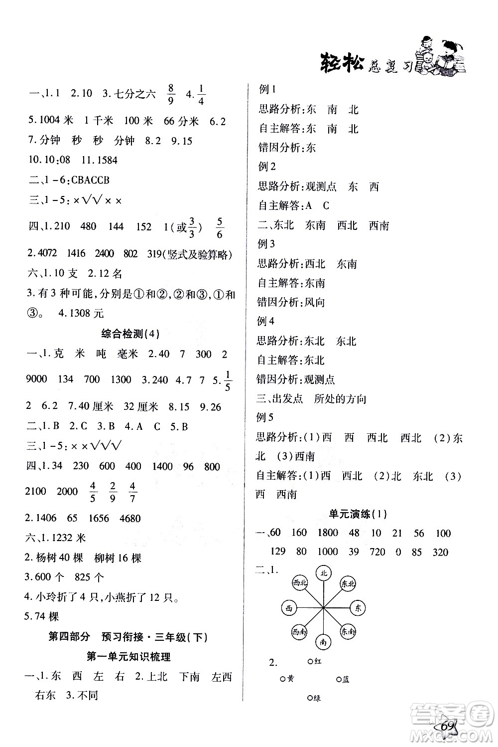 河北科學(xué)技術(shù)出版社2021輕松總復(fù)習(xí)假期作業(yè)三年級數(shù)學(xué)輕松寒假答案