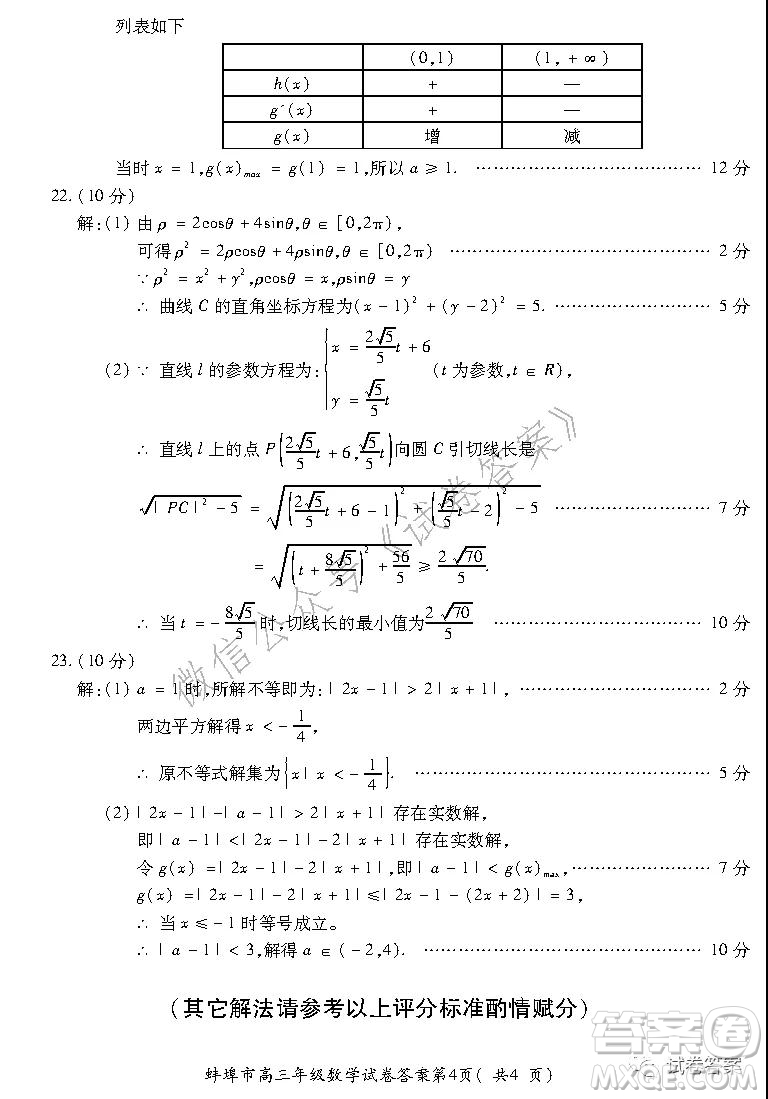 蚌埠市2021屆高三年級(jí)第二次教學(xué)質(zhì)量檢查考試數(shù)學(xué)理工類(lèi)試題及答案