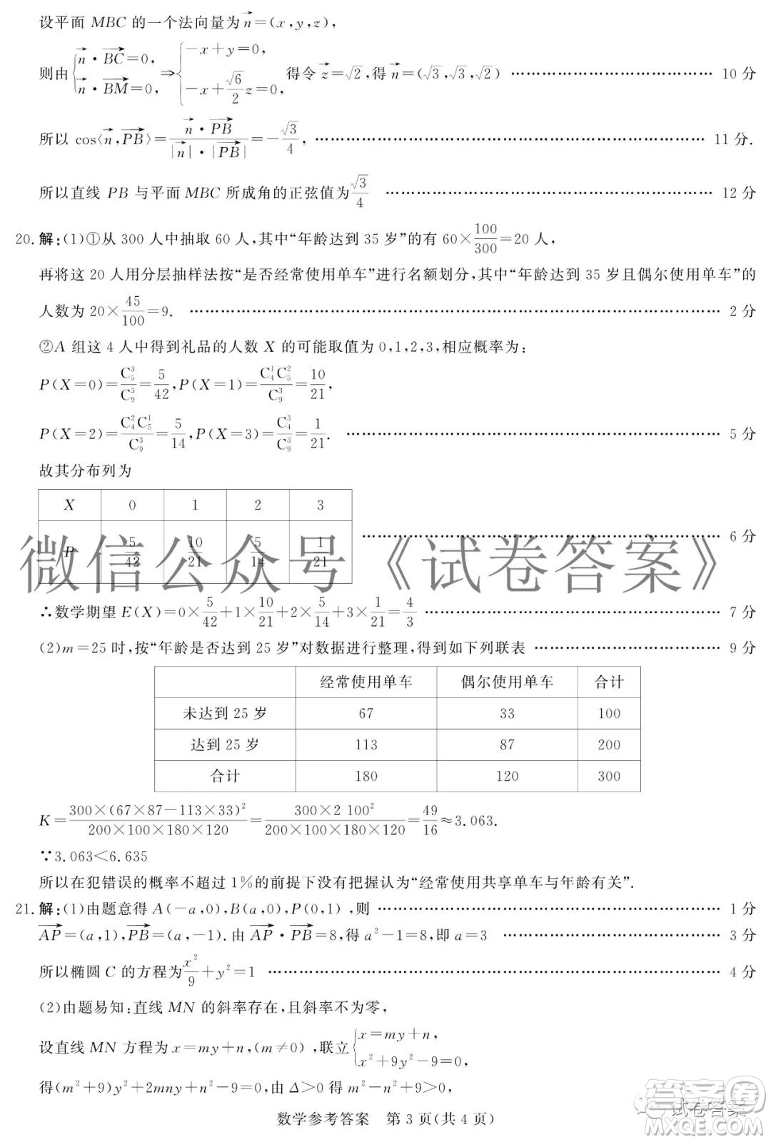 襄陽市優(yōu)質(zhì)高中2021屆高三聯(lián)考數(shù)學(xué)試題及答案