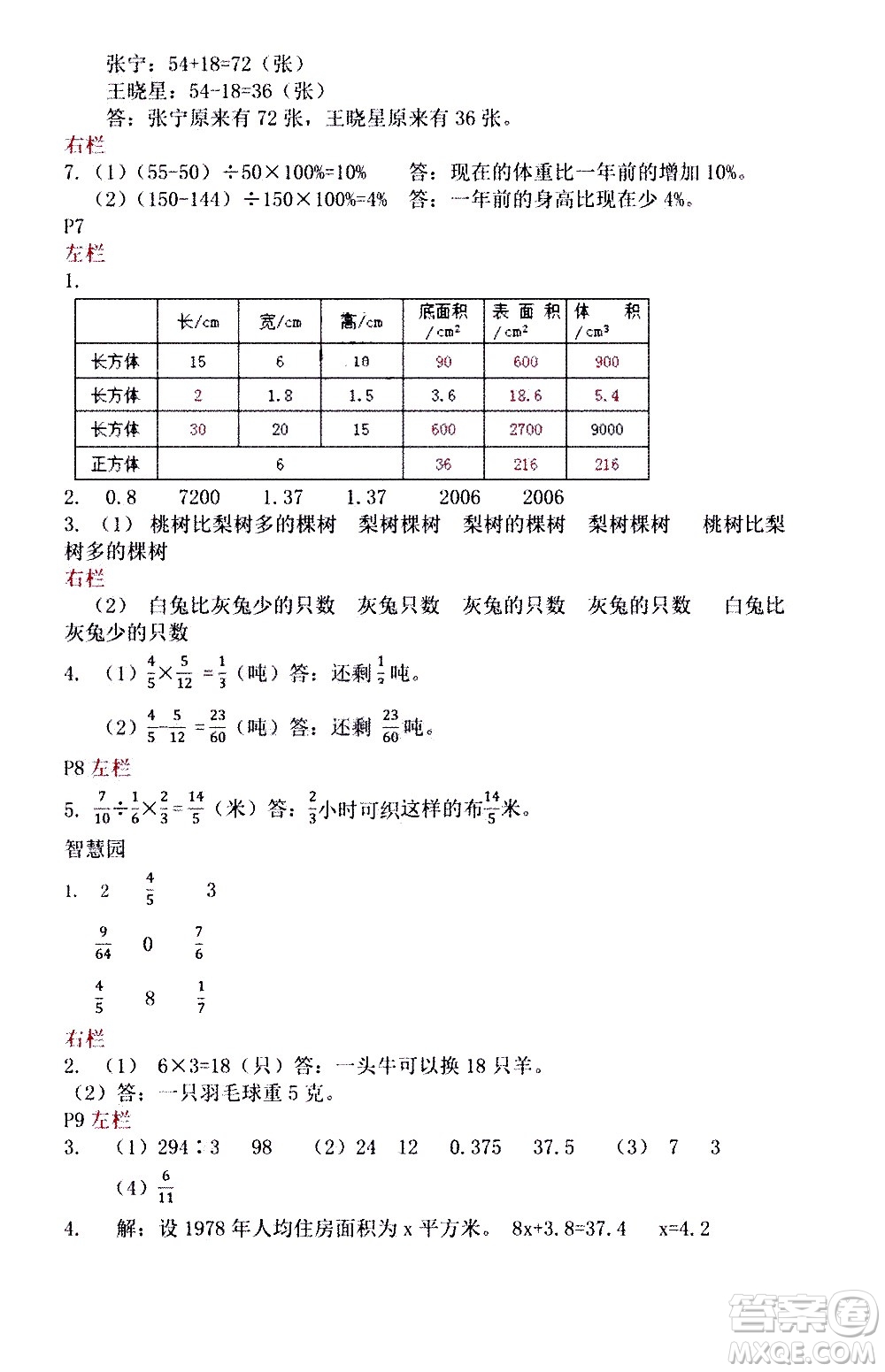 安徽少年兒童出版社2021版寒假作業(yè)六年級數(shù)學(xué)蘇教版答案