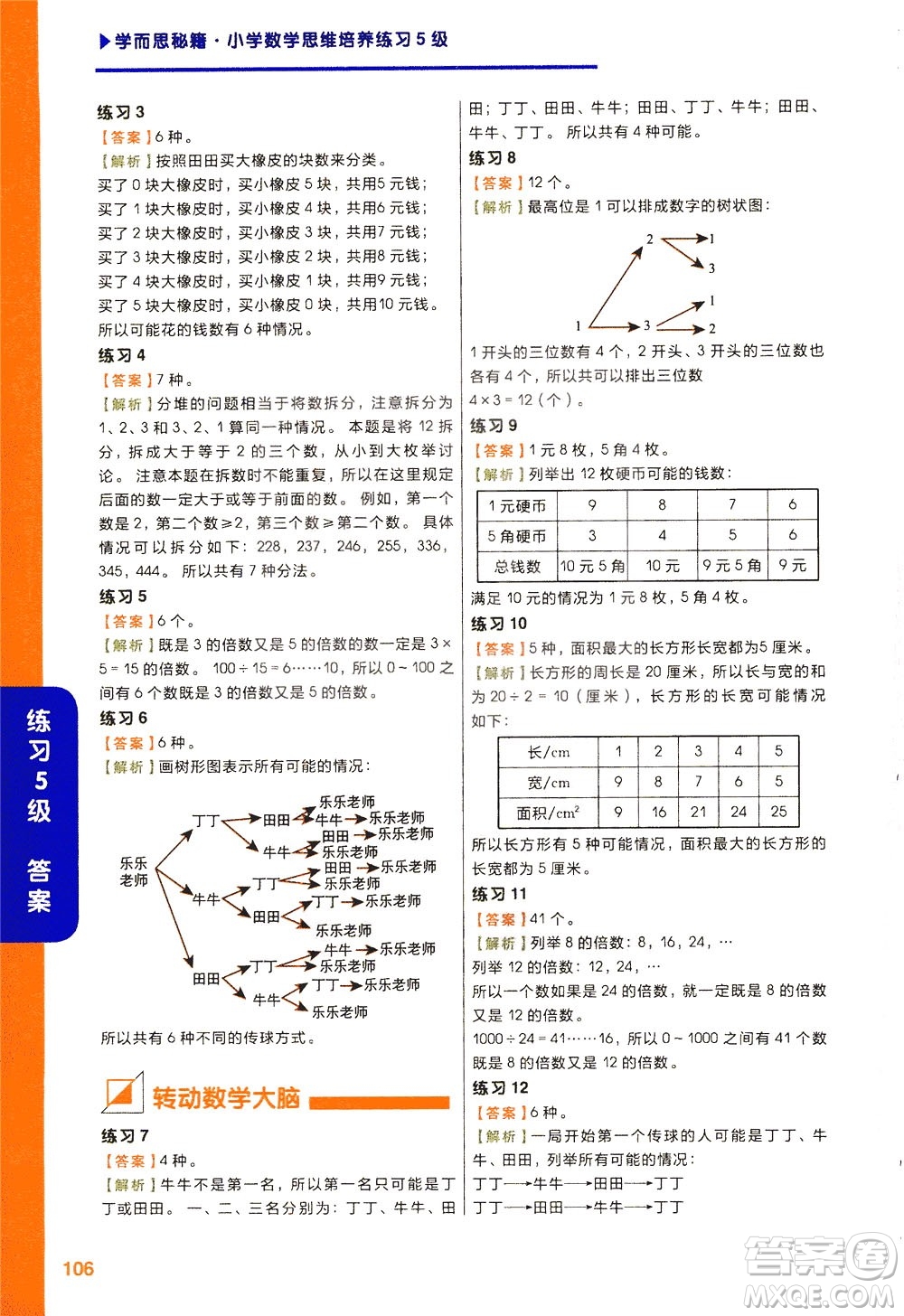 現(xiàn)在教育出版社2021學(xué)而思秘籍小學(xué)數(shù)學(xué)思維培養(yǎng)五級練習(xí)三年級答案