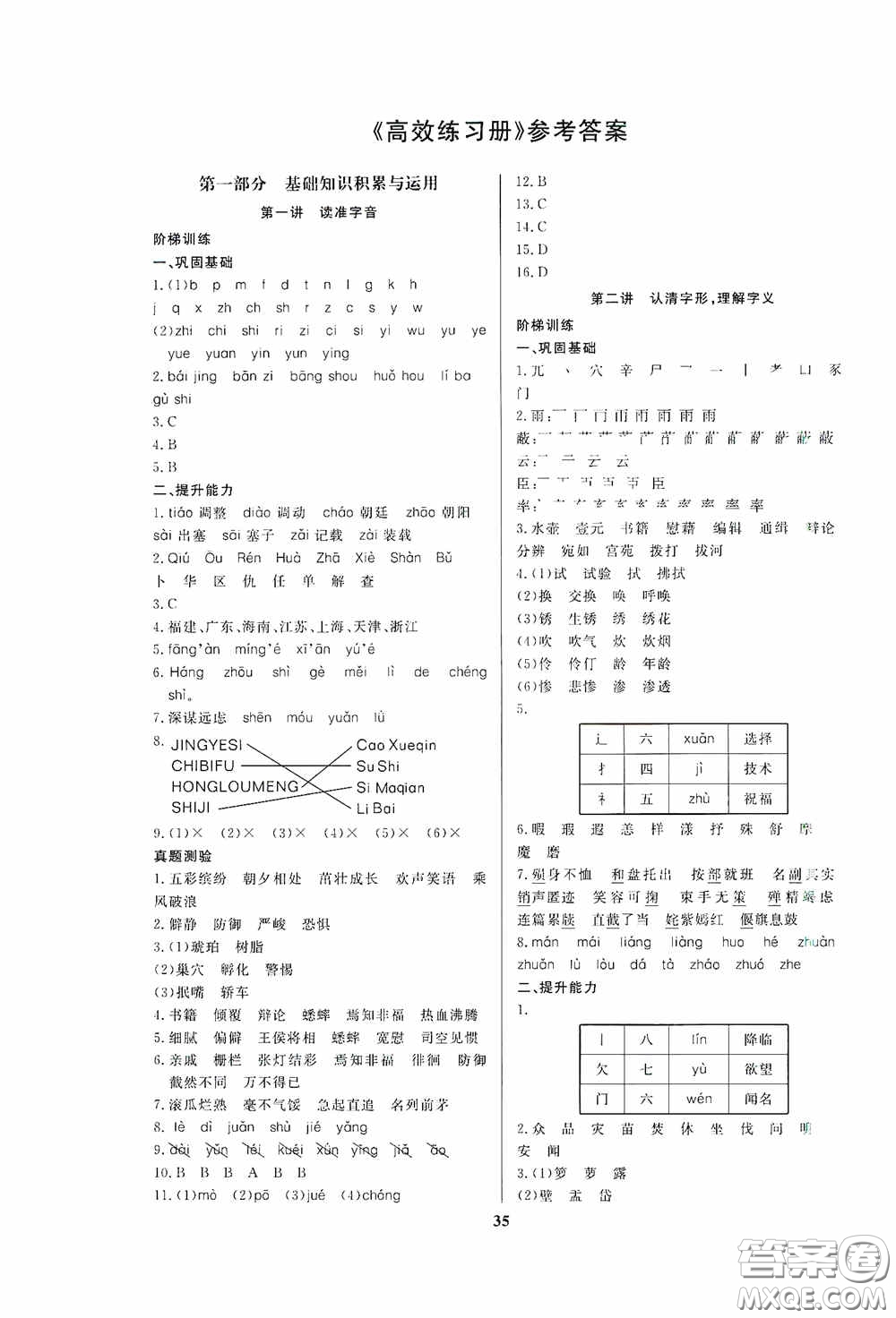 小學畢業(yè)總復習備考攻略高效練習冊語文人教版答案