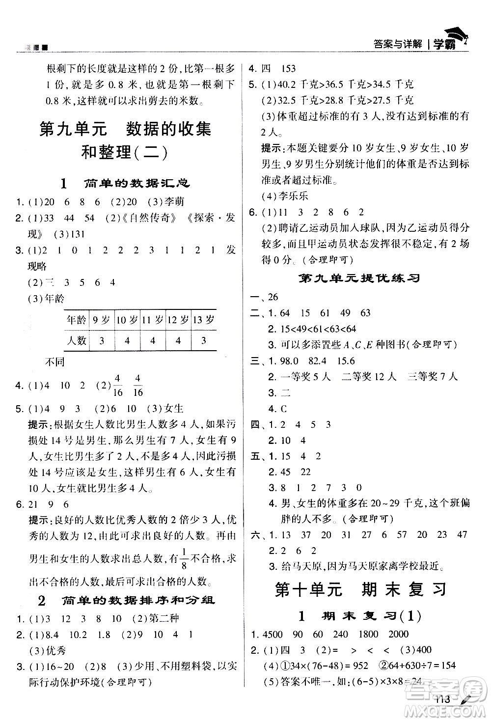 甘肅少年兒童出版社2021春經(jīng)綸學(xué)典學(xué)霸數(shù)學(xué)三年級下蘇教版答案