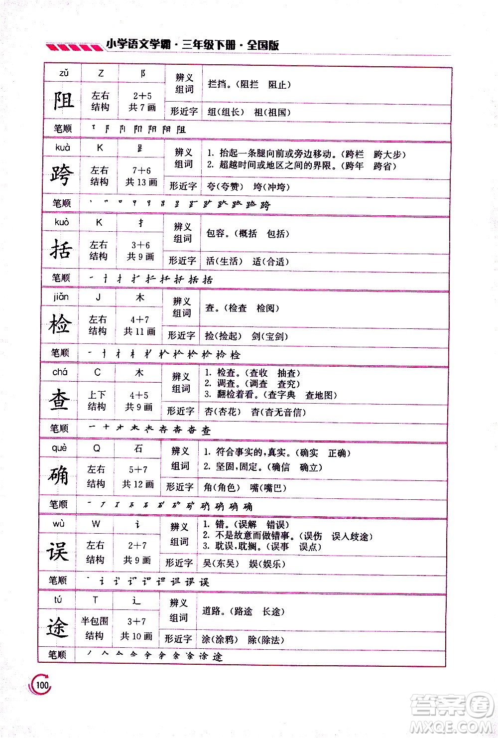 江蘇鳳凰美術(shù)出版社2021小學(xué)語(yǔ)文學(xué)霸三年級(jí)下冊(cè)全國(guó)版答案