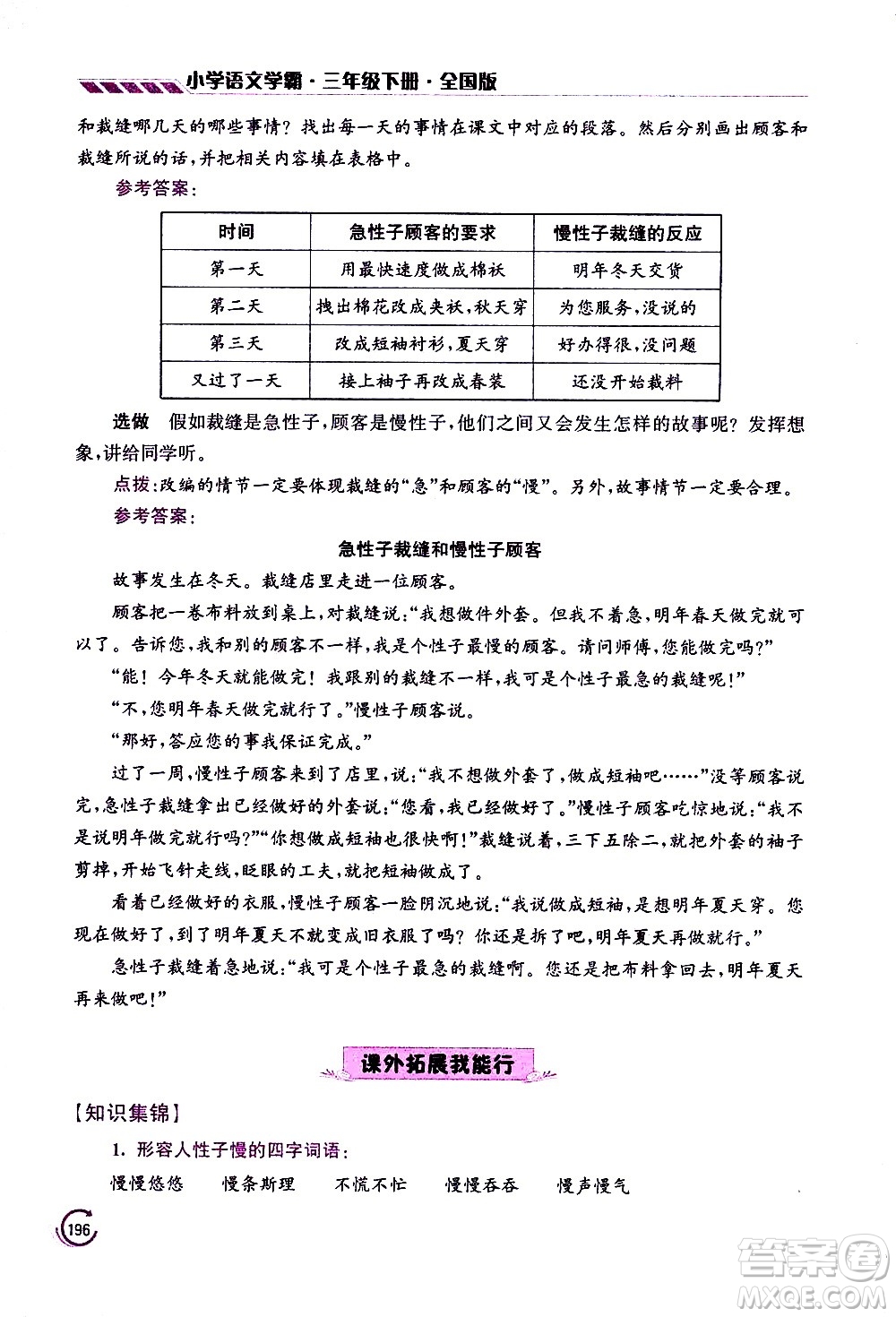 江蘇鳳凰美術(shù)出版社2021小學(xué)語(yǔ)文學(xué)霸三年級(jí)下冊(cè)全國(guó)版答案