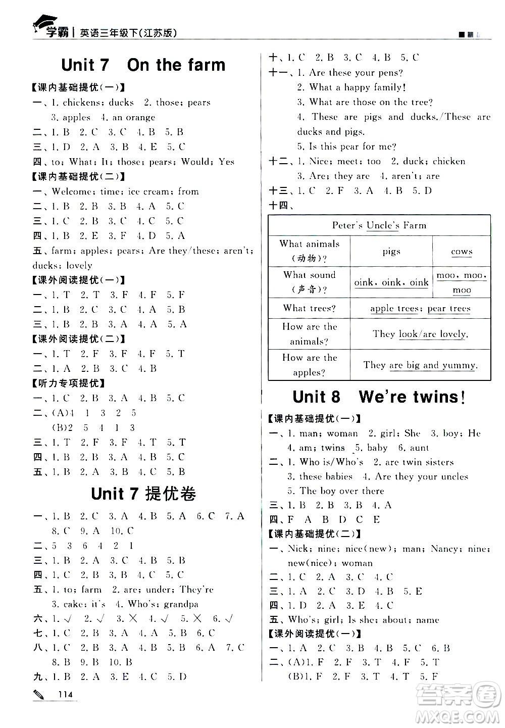 甘肅少年兒童出版社2021春經(jīng)綸學典學霸英語三年級下江蘇版答案