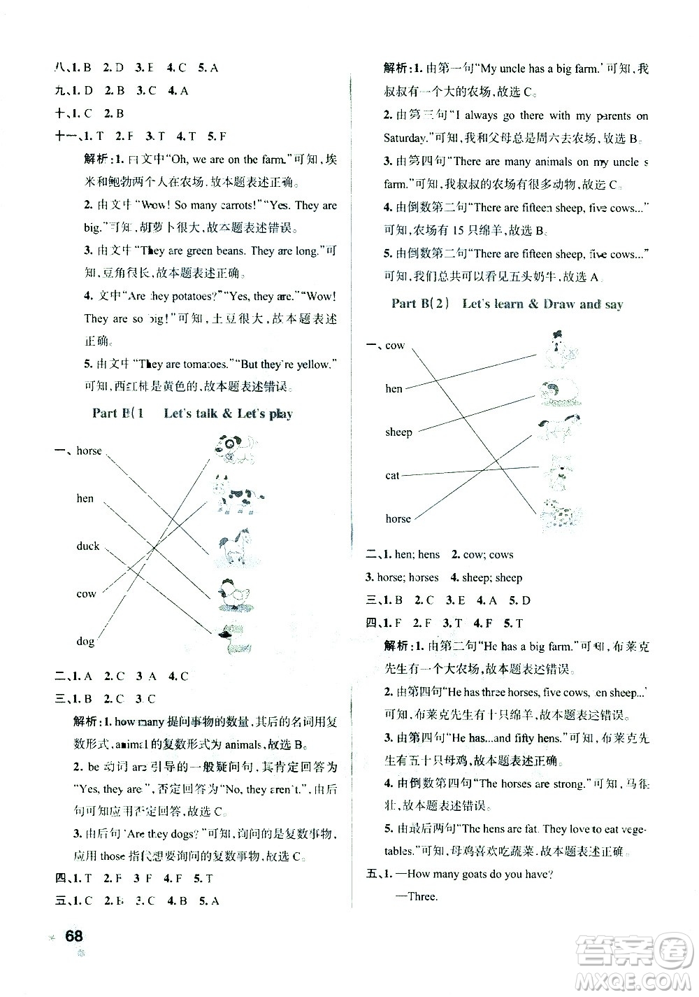 陜西師范大學出版總社有限公司2021小學學霸作業(yè)本英語四年級下RJ人教版答案