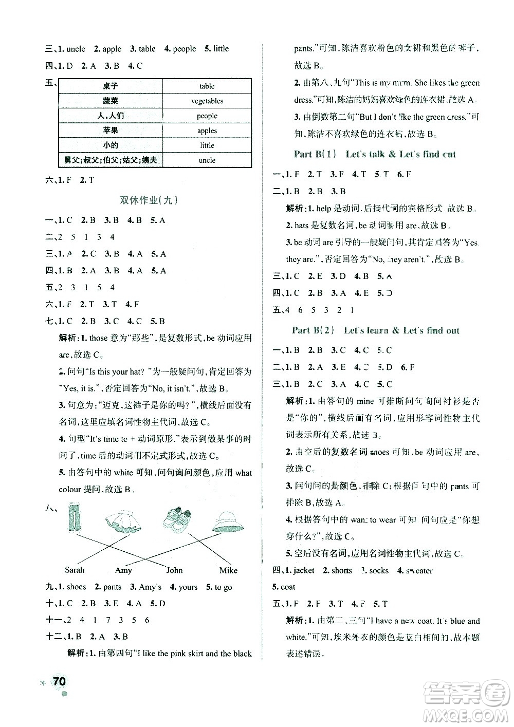 陜西師范大學出版總社有限公司2021小學學霸作業(yè)本英語四年級下RJ人教版答案