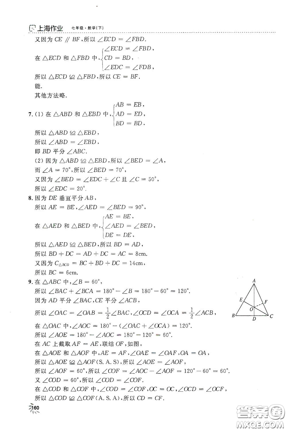 上海大學出版社2021鐘書金牌上海作業(yè)七年級數學下冊全新修訂版答案