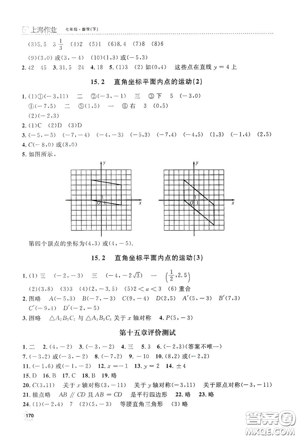 上海大學出版社2021鐘書金牌上海作業(yè)七年級數學下冊全新修訂版答案