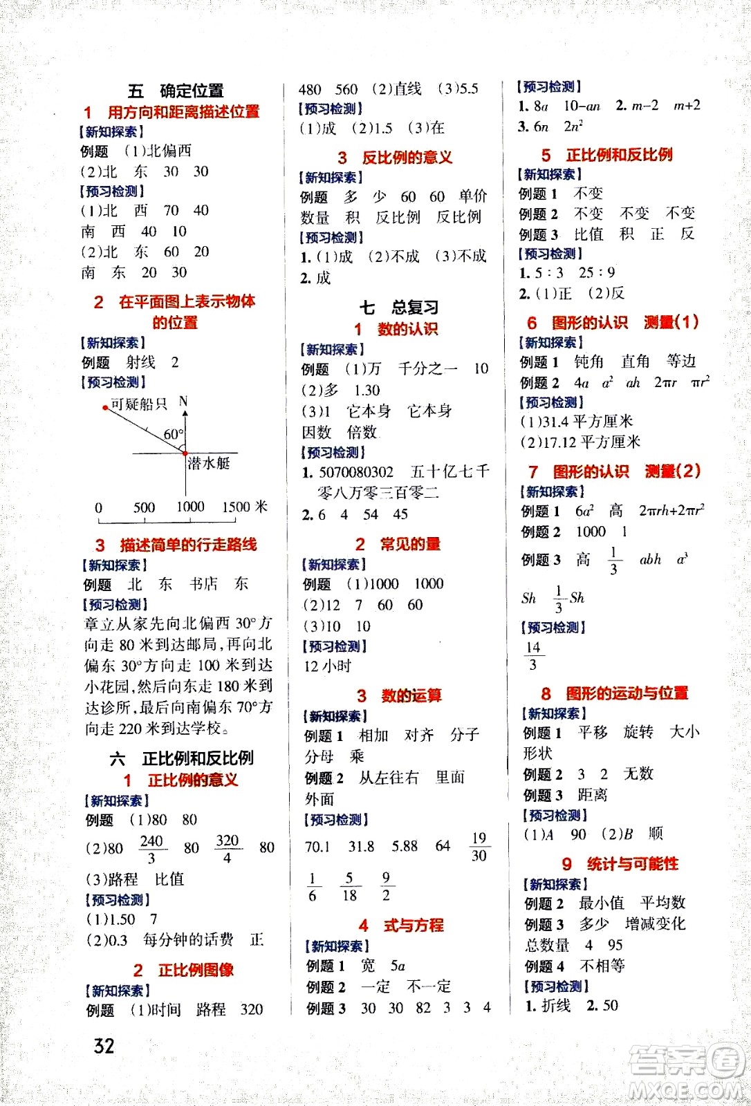 2021小學(xué)學(xué)霸作業(yè)本高效預(yù)習(xí)冊數(shù)學(xué)六年級下SJ蘇教版答案