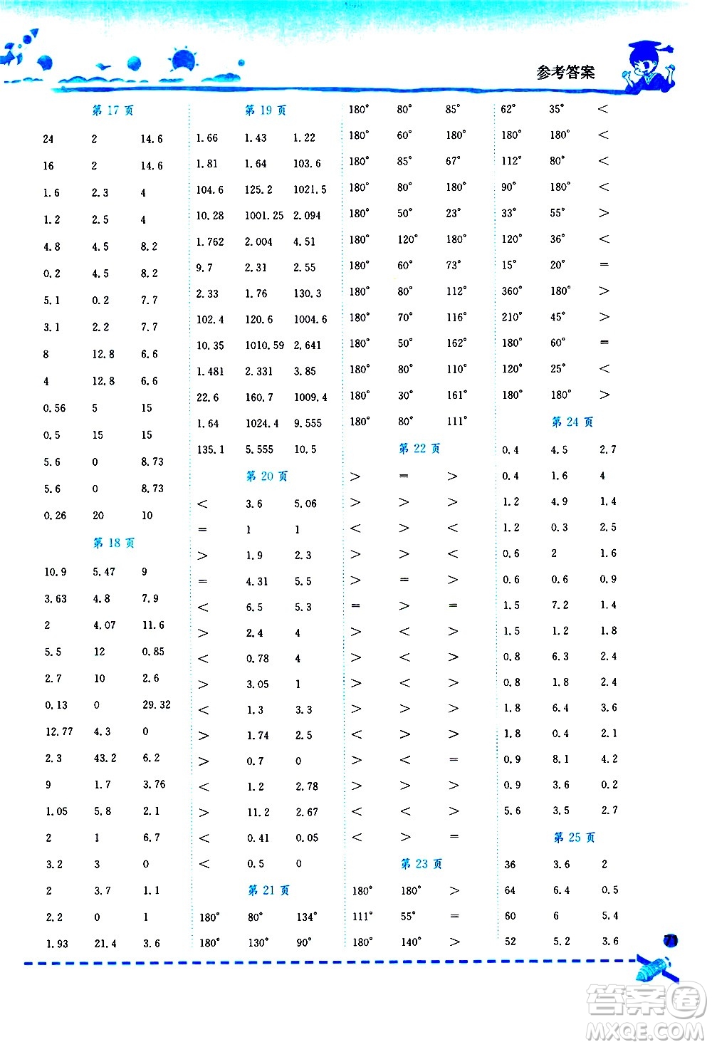 龍門書局2021黃岡小狀元口算速算練習(xí)冊(cè)四年級(jí)數(shù)學(xué)下冊(cè)BS北師大版答案