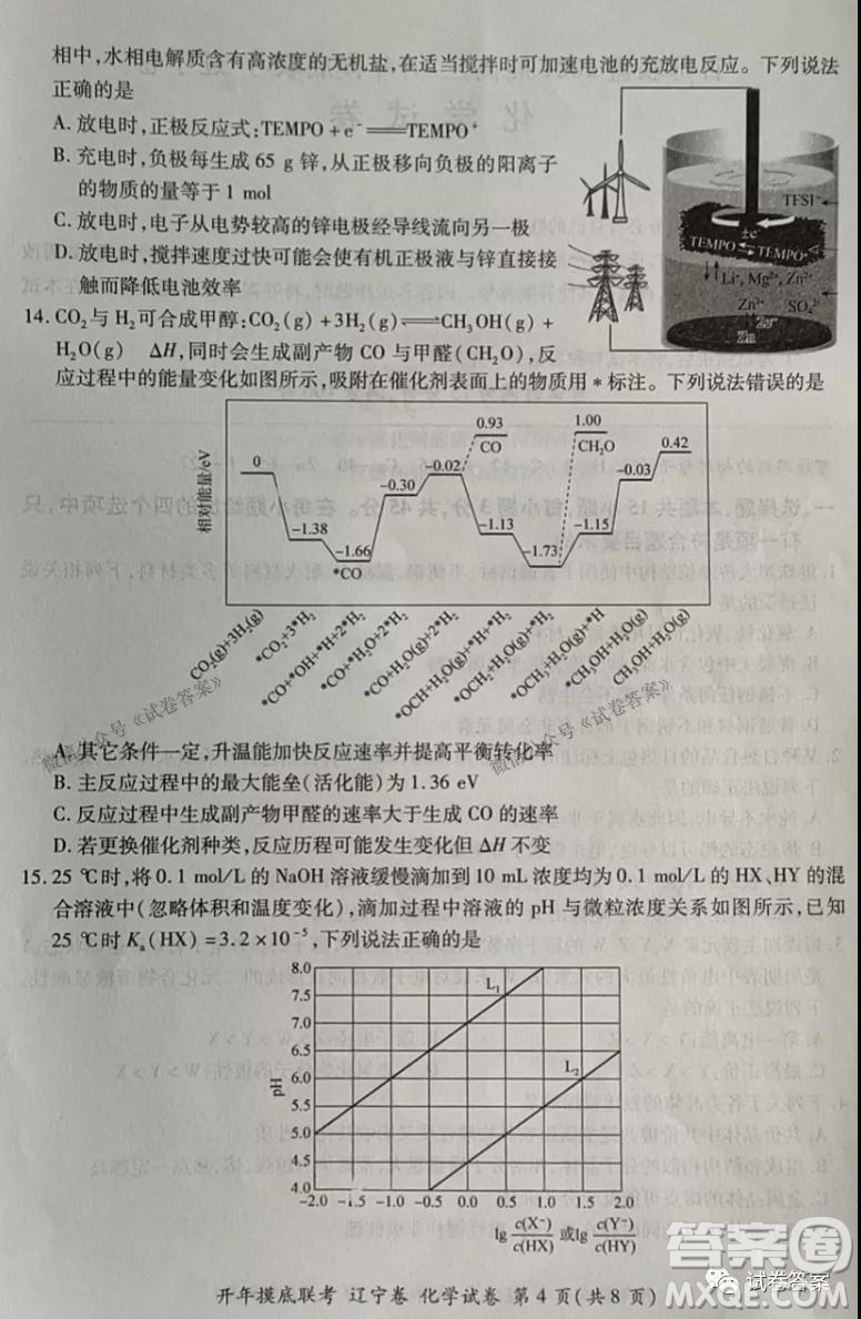 百師聯(lián)盟2021屆高三開年摸底聯(lián)考遼寧卷化學(xué)試卷及答案