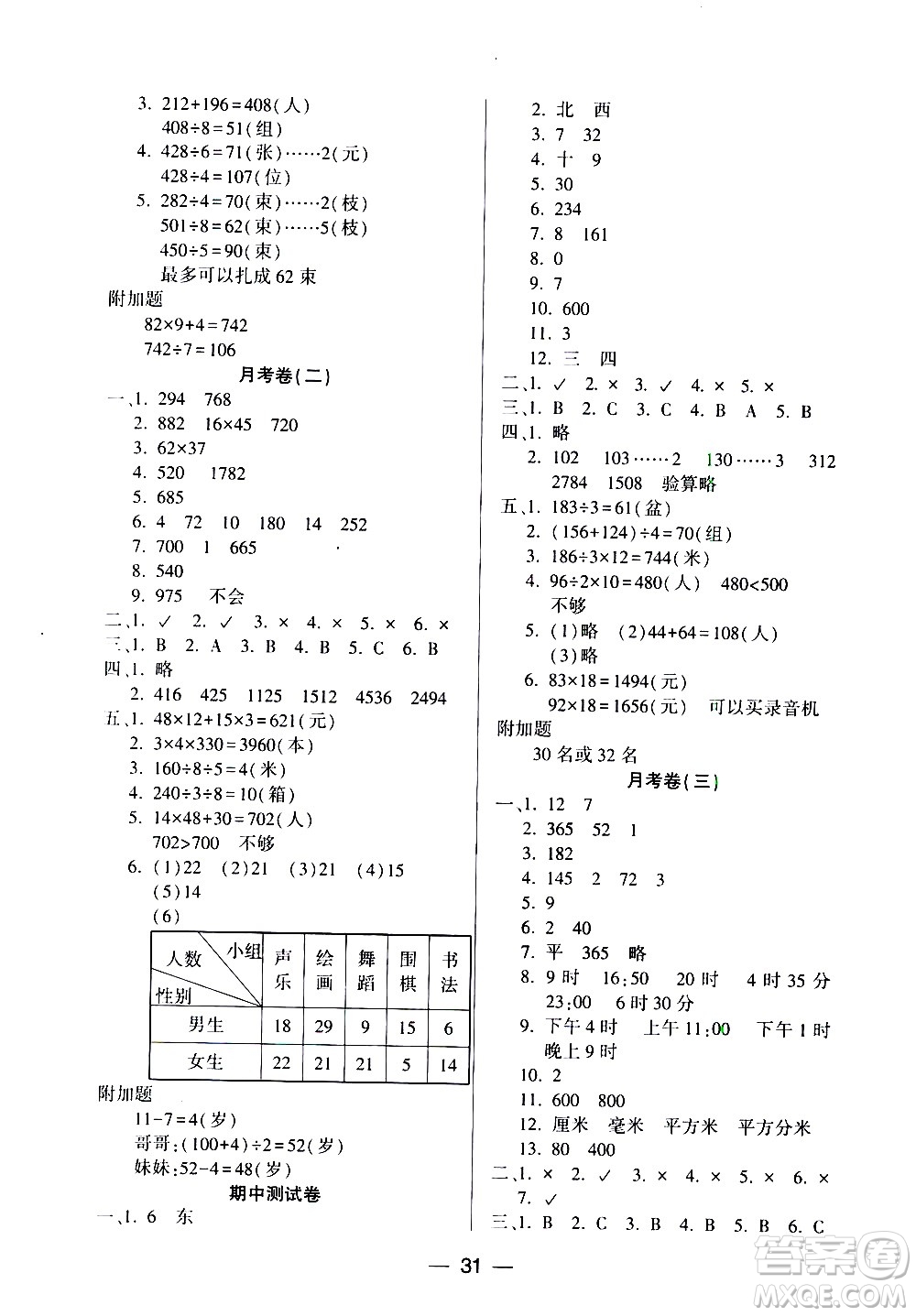 希望出版社2021新課標(biāo)兩導(dǎo)兩練高效學(xué)案數(shù)學(xué)三年級下冊人教版答案