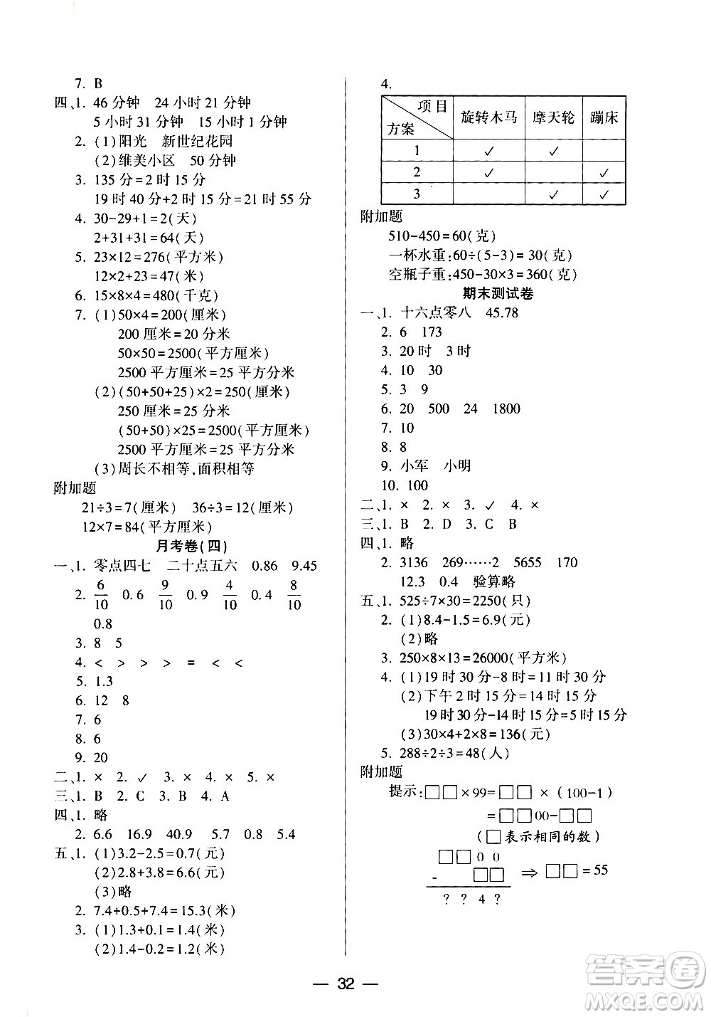 希望出版社2021新課標(biāo)兩導(dǎo)兩練高效學(xué)案數(shù)學(xué)三年級下冊人教版答案