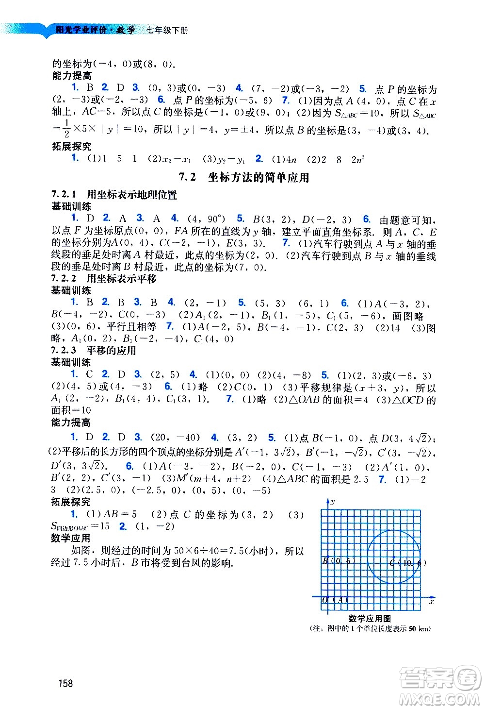 廣州出版社2021陽(yáng)光學(xué)業(yè)評(píng)價(jià)數(shù)學(xué)七年級(jí)下冊(cè)人教版答案