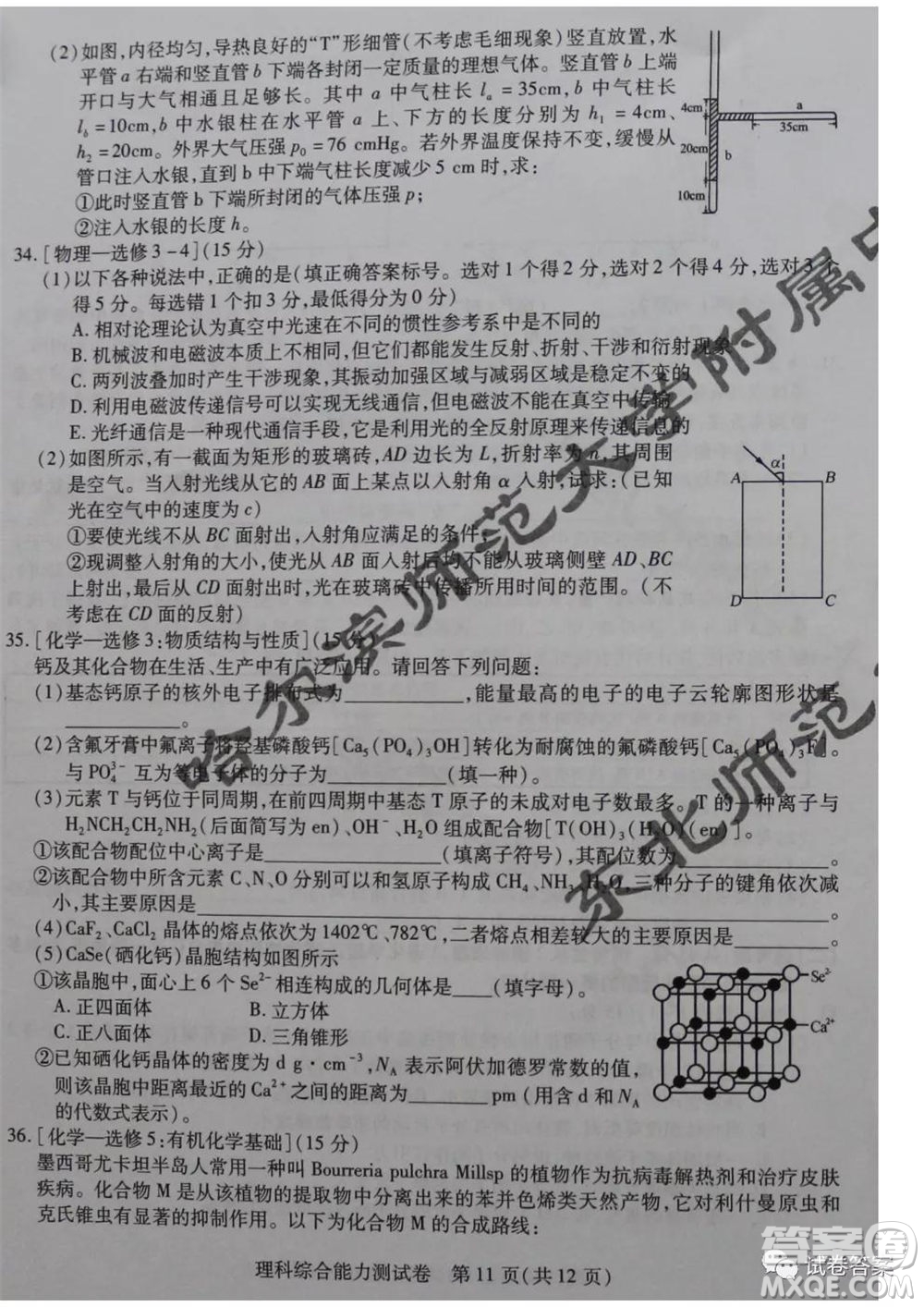 東北三省三校2021年高三第一次聯(lián)合模擬考試?yán)砜凭C合試題及答案