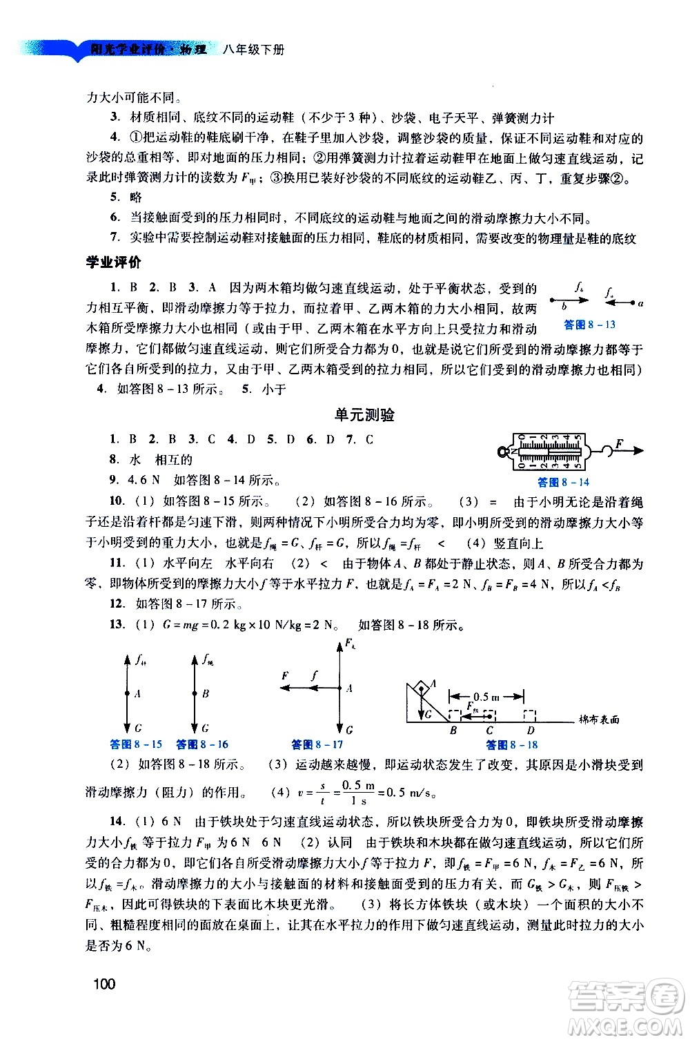 廣州出版社2021陽(yáng)光學(xué)業(yè)評(píng)價(jià)物理八年級(jí)下冊(cè)人教版答案